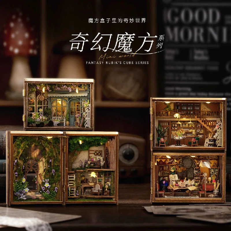 3D Puzzle Wooden Miniature Doll House Assembly Building Model Kit Small Room Toys Home With Furniture Lighting Wooden Craft Gift