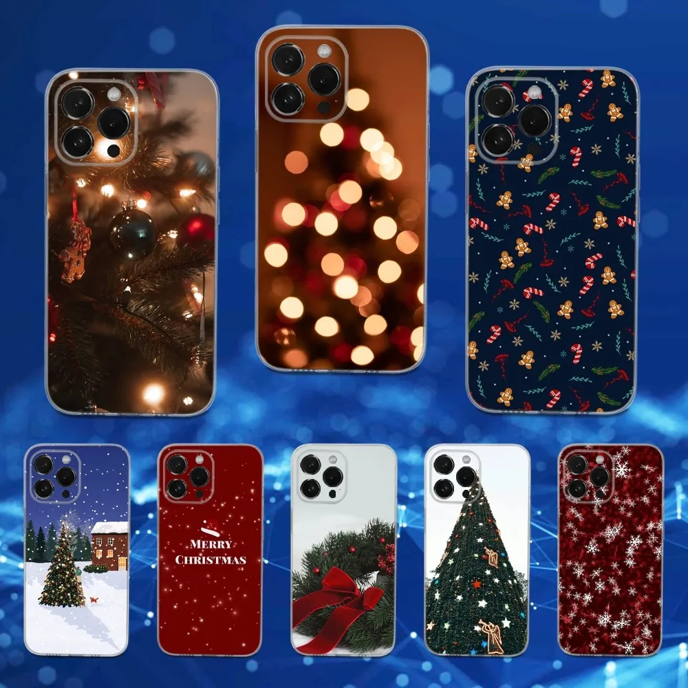 

Cute Christmas Cartoon Phone Case For iPhone 16,15,14,13,12,11 Pro,Max,Plus,X,XS,XR,SE,Mini Transparent Silicone Soft