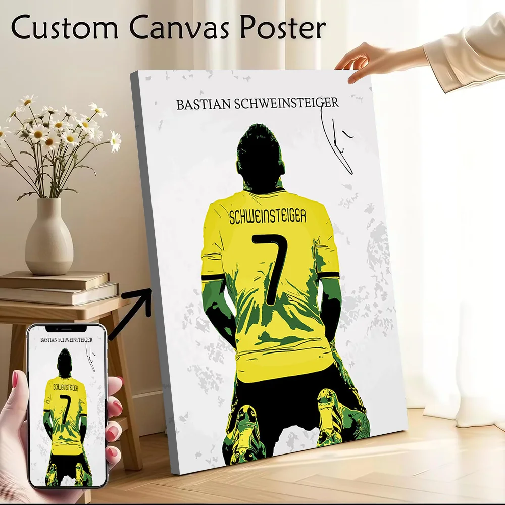 Pôster de Canvas com Retrato de Bastian Schweinsteiger, Imagens Personalizadas para Decoração de Quarto e Casa de Jogos