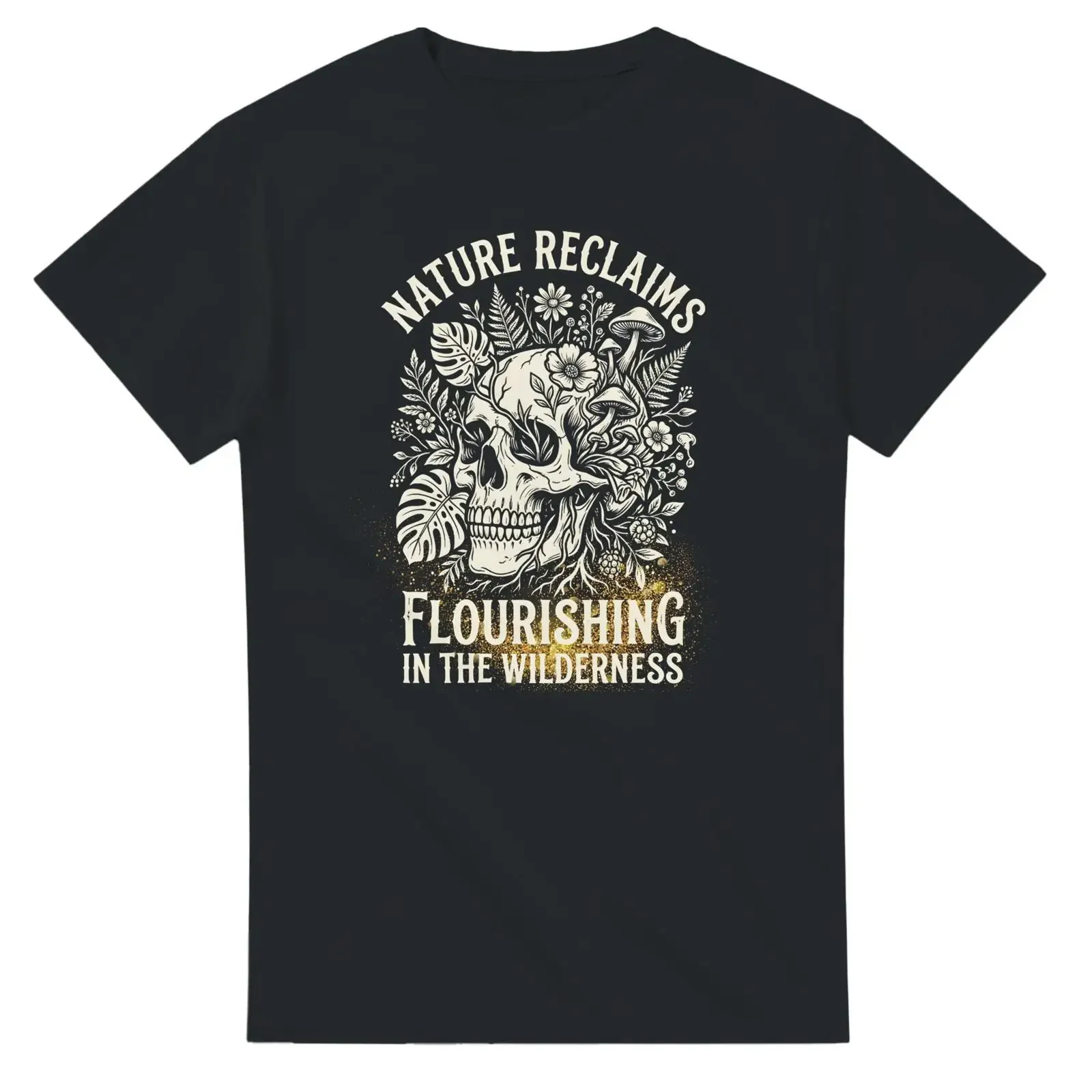 Nature Reclaims Skull T Shirt Heavyweight Cotton vintage Washed graphic Breathable Soft Stylish fashion Stretched Slightly