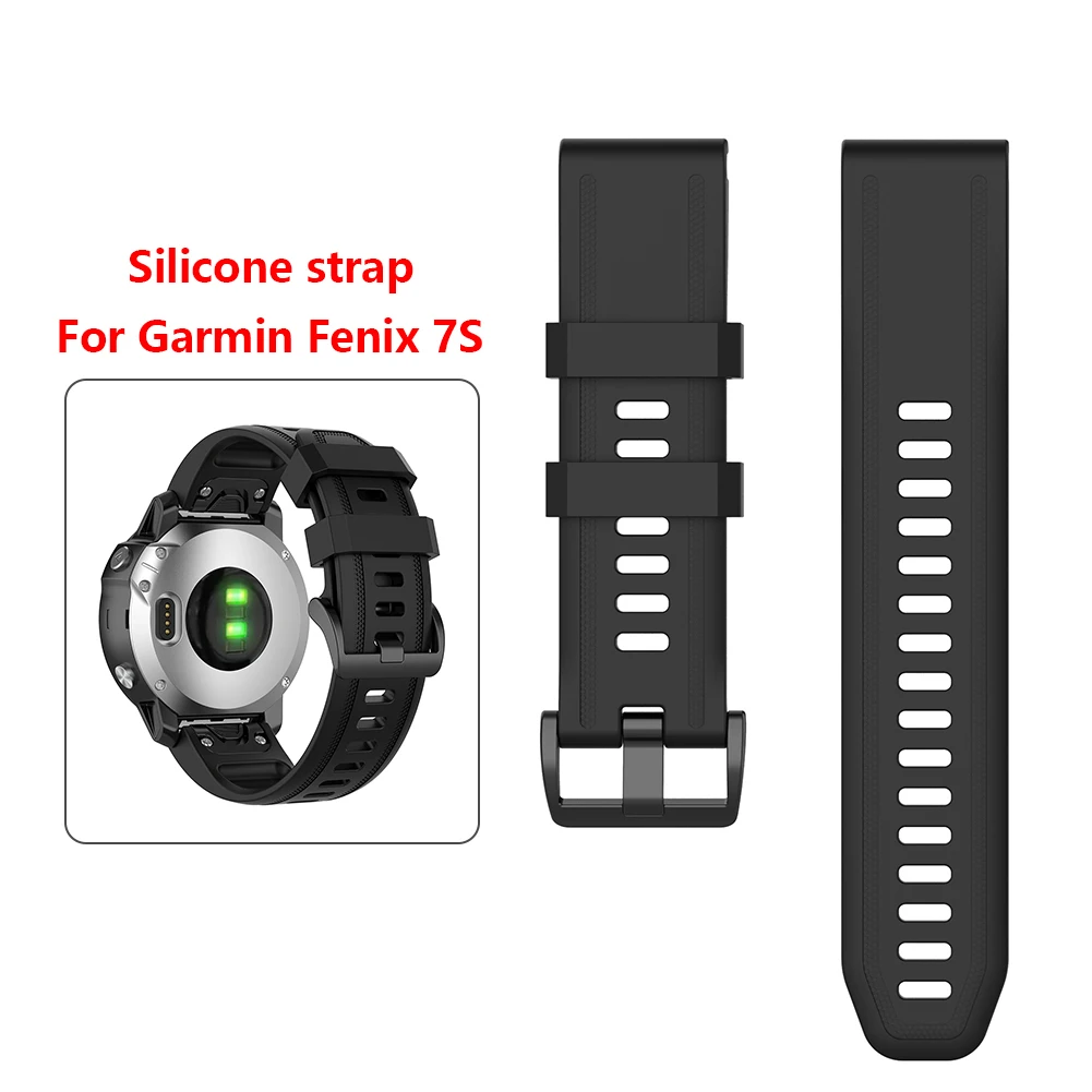 สายซิลิโคน20มม.สำหรับ Garmin Fenix 7S นาฬิกากีฬาสร้อยข้อมือสีทึบสายรัดข้อมือเปลี่ยน