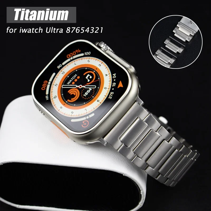 

Роскошный титановый браслет для Apple Watch Ultra 8 7 6 5 4 41 мм 45 мм, деловой металлический ремешок для iWatch 49 мм 40 мм 42 мм 44 мм, мужской браслет