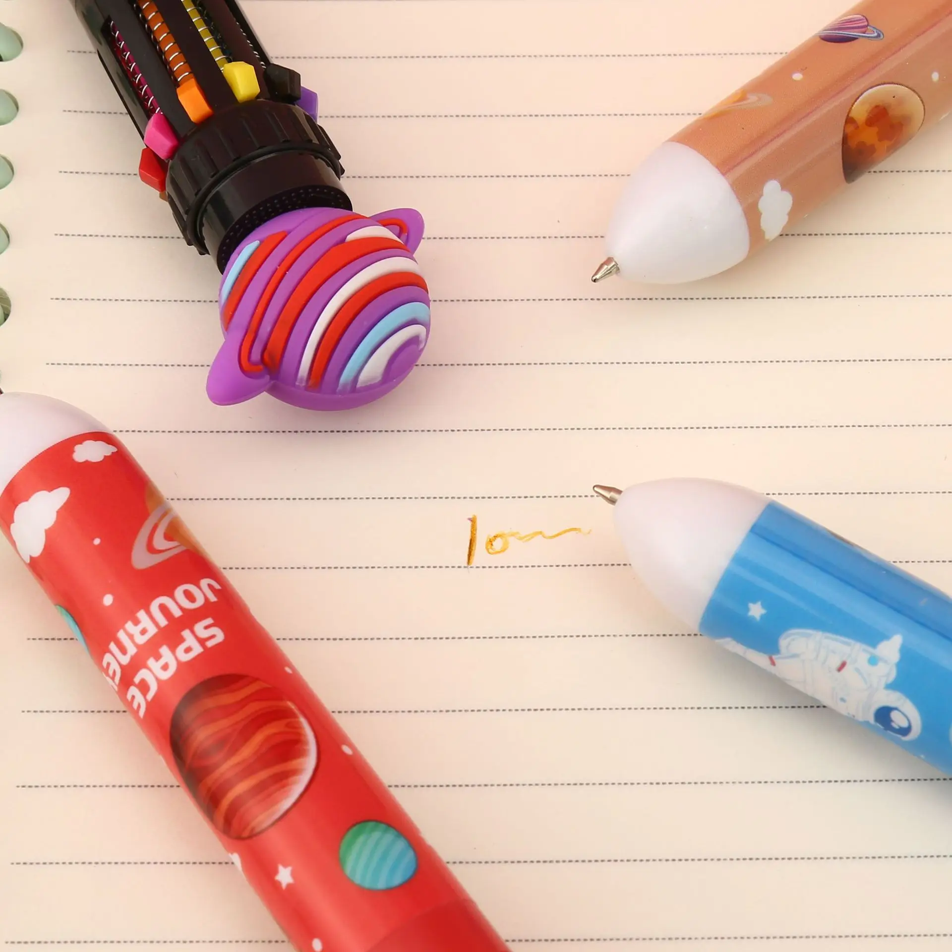 مجموعة أقلام حبر جاف لرائد الفضاء مكونة من 10 ألوان - أقلام يومية إبداعية متعددة الألوان للطلاب وتدوين الملاحظات