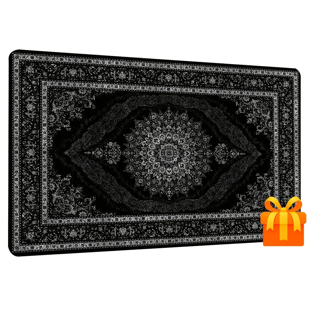 Black Persian carpet-style elegant logo mouse pad large rubber desk mat keyboard pads anti-slip edge lock PC gaming accessorys