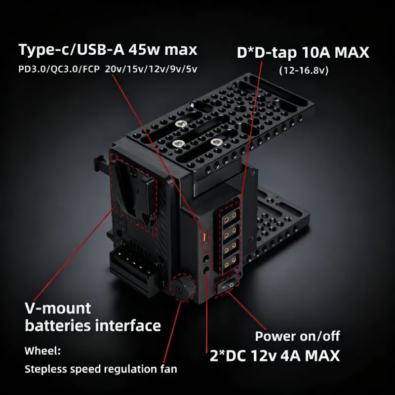 FANGTUO M5V PRO Cage Kit, Enhanced CineBack Upgrade Universal Camera Cooling & Power Expansion Kit for Canon R5II R6 II R63 R5C