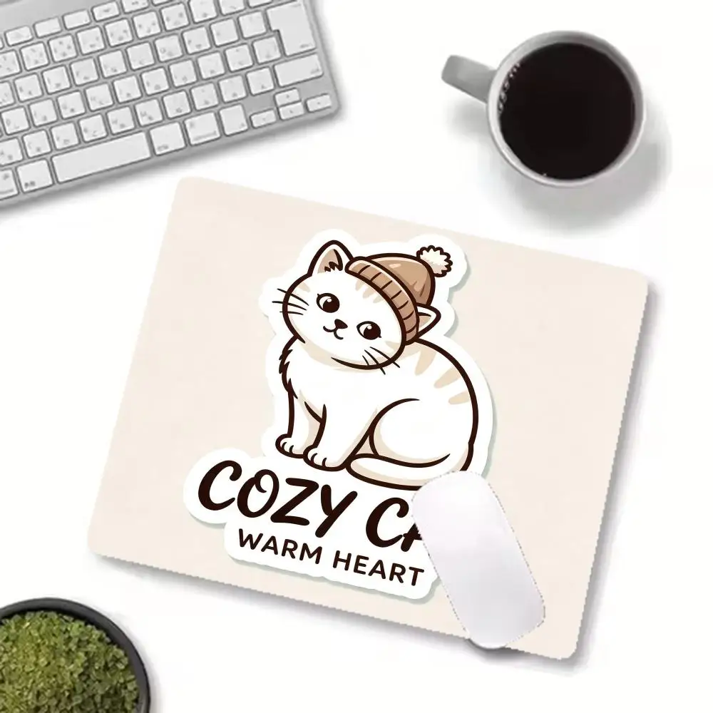 Precision Mouse Pad Friendly Waving Cat Computer Game Mat Natural Rubber Non‑Slip Large Size For Desktop Laptop Bedroom Office