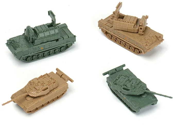 4PCS/Set 1/144 China Red Flag 17 Air Defense Missile CHN-15 Light Tank 4D Assembly Model Sand Table Children Toy