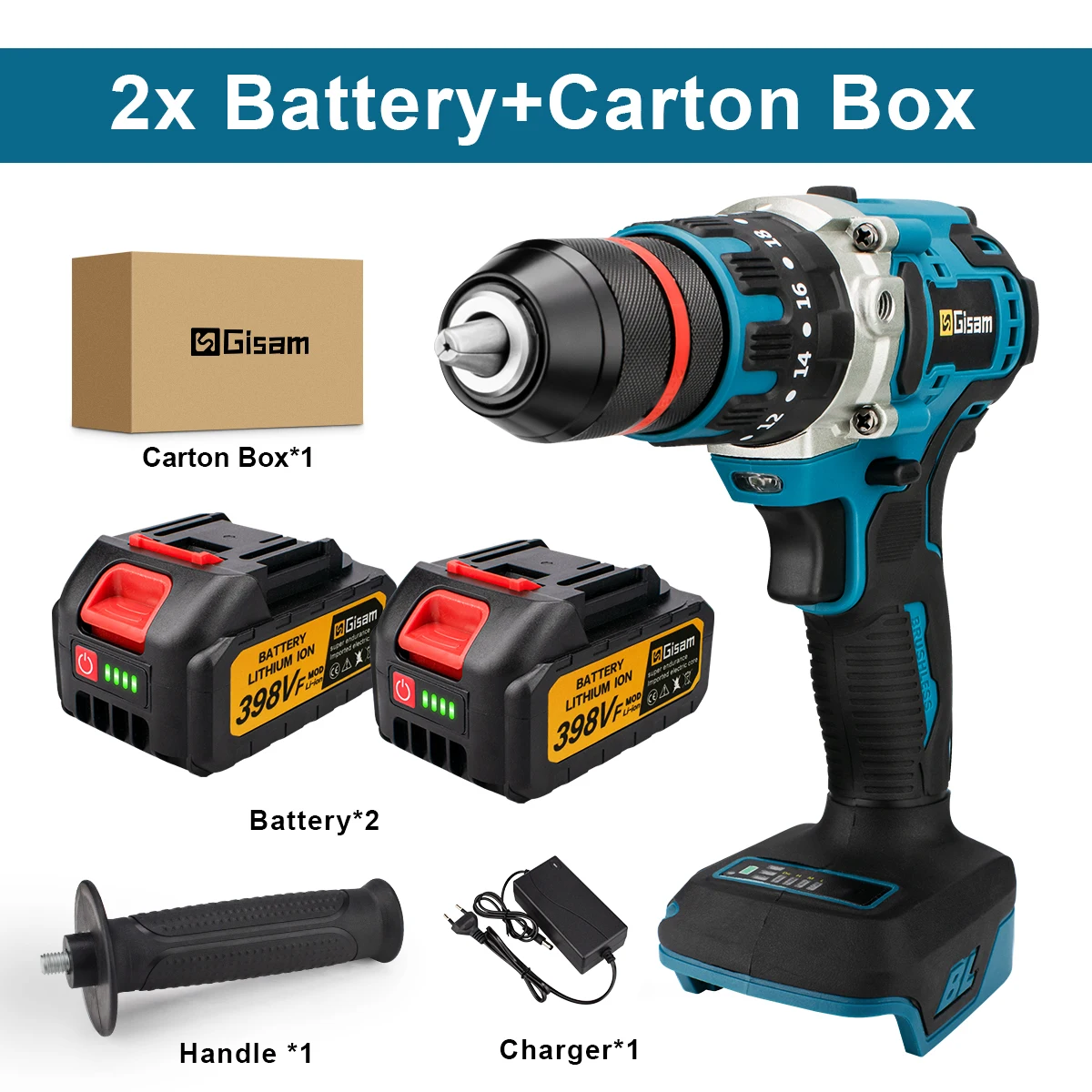 18V 13mm 480NM Borstelloze Elektrische Klopboormachine Accuboormachine Elektrische Schroevendraaier DIY Driver Elektrisch Gereedschap voor Makita 18V Batterij