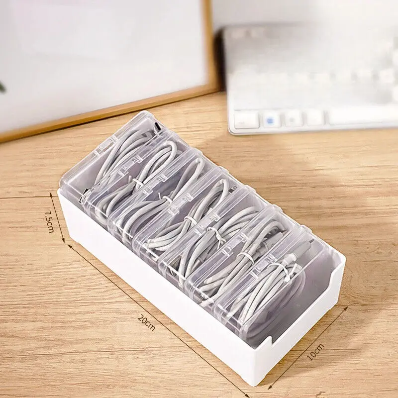 Cable Organizer Box Jewelry Card Desk Storage Data Cable Storage Box Dustproof Card Organizer with Lid Clutter Collection Box