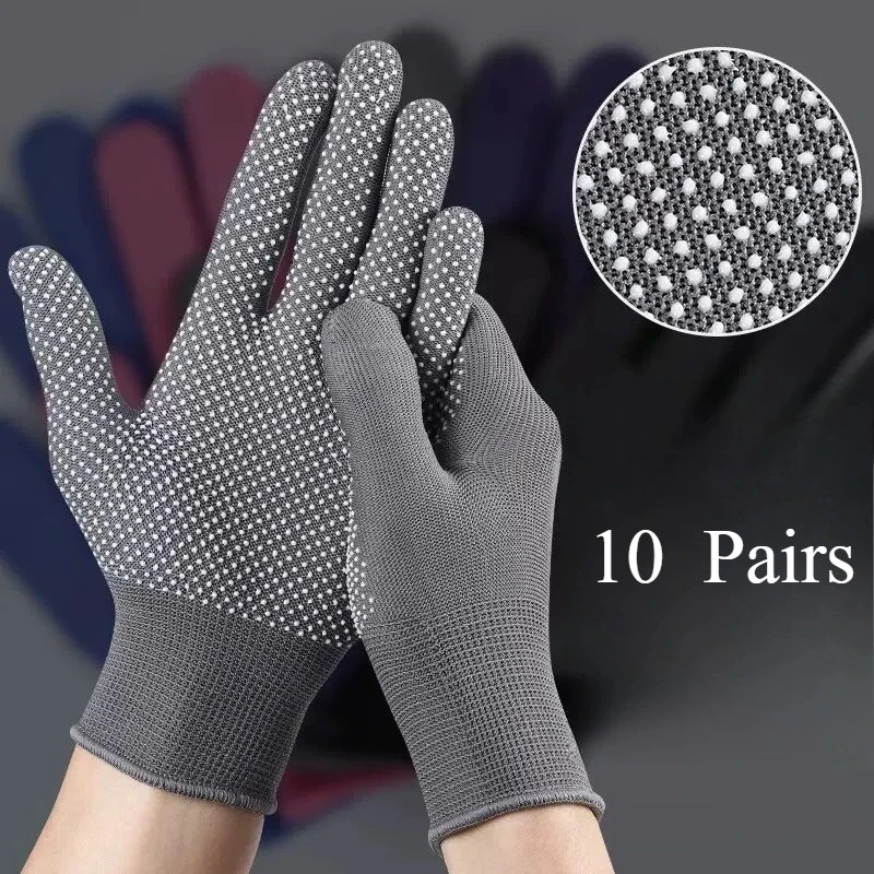 Nylon Latex Full Half Finger Work Glove Anti Slip Warm Soft Breathable Sun Protection For Construction Packing Use