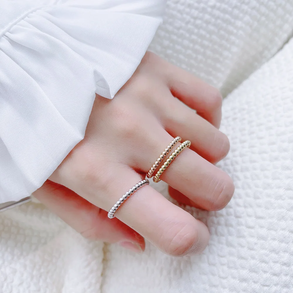 Simple Ring Female Glossy Round Bead Edge Gold Light Luxury Ins Exquisite Chivalrous Woman S925 Sterling Silver Brand Jewelry #2