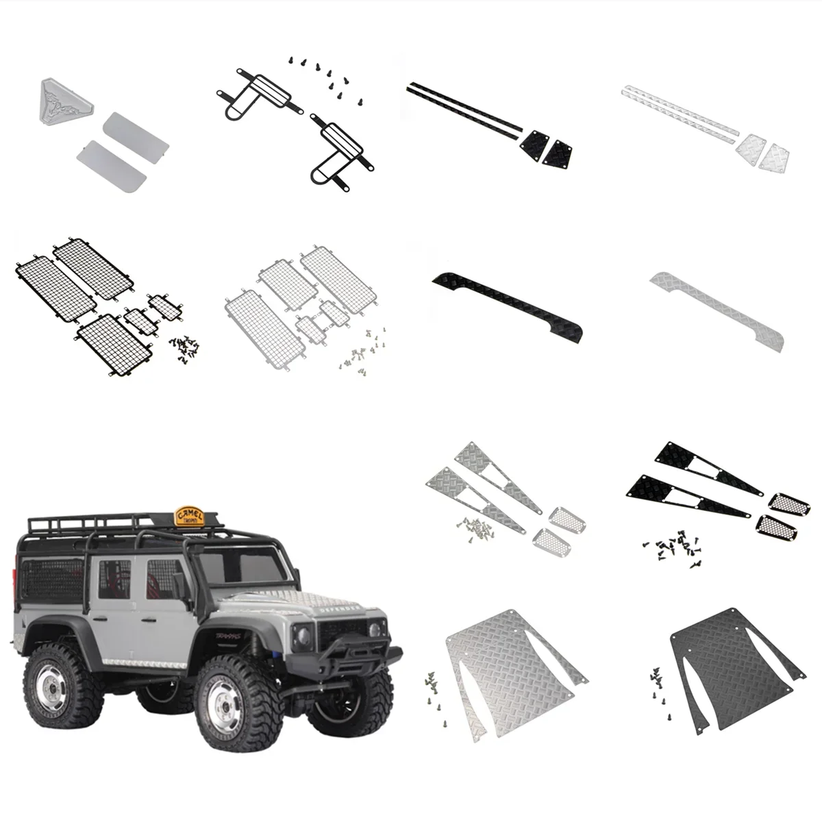 KKRC TRX4M Defender Decorations DIY Accessaries Lampshade Rearview Mirror Window Mesh Anti-skid Plate 1/18 RC Car Upgrade Parts