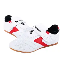 Zapatos de Taekwondo, zapatillas de artes marciales, boxeo, Karate, Kung Fu, zapatos de Tai Chi, zapatillas de rayas rojas, zapatos ligeros