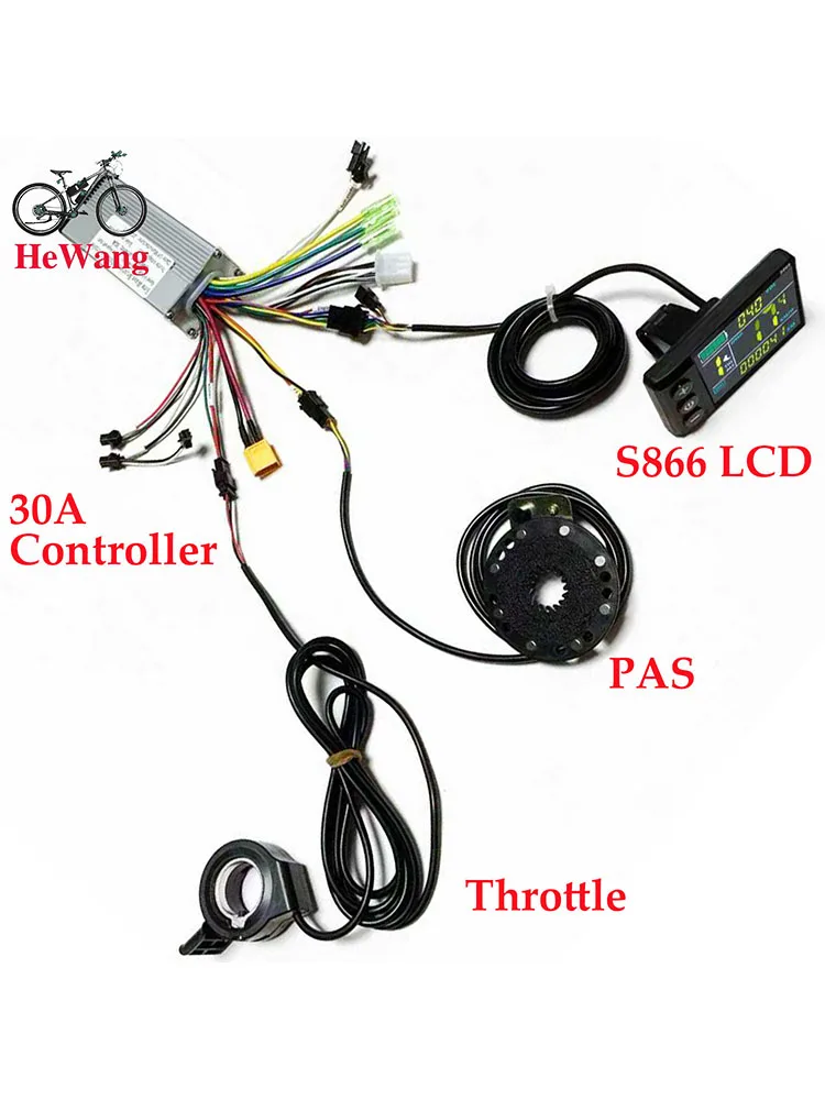 AliExpress NONE 24V 36V 48V 500W-1000W 30A Sine Wave Brushless Motor Controller with S866 LCD Display and PAS and throttle for E-Scooter E-bike