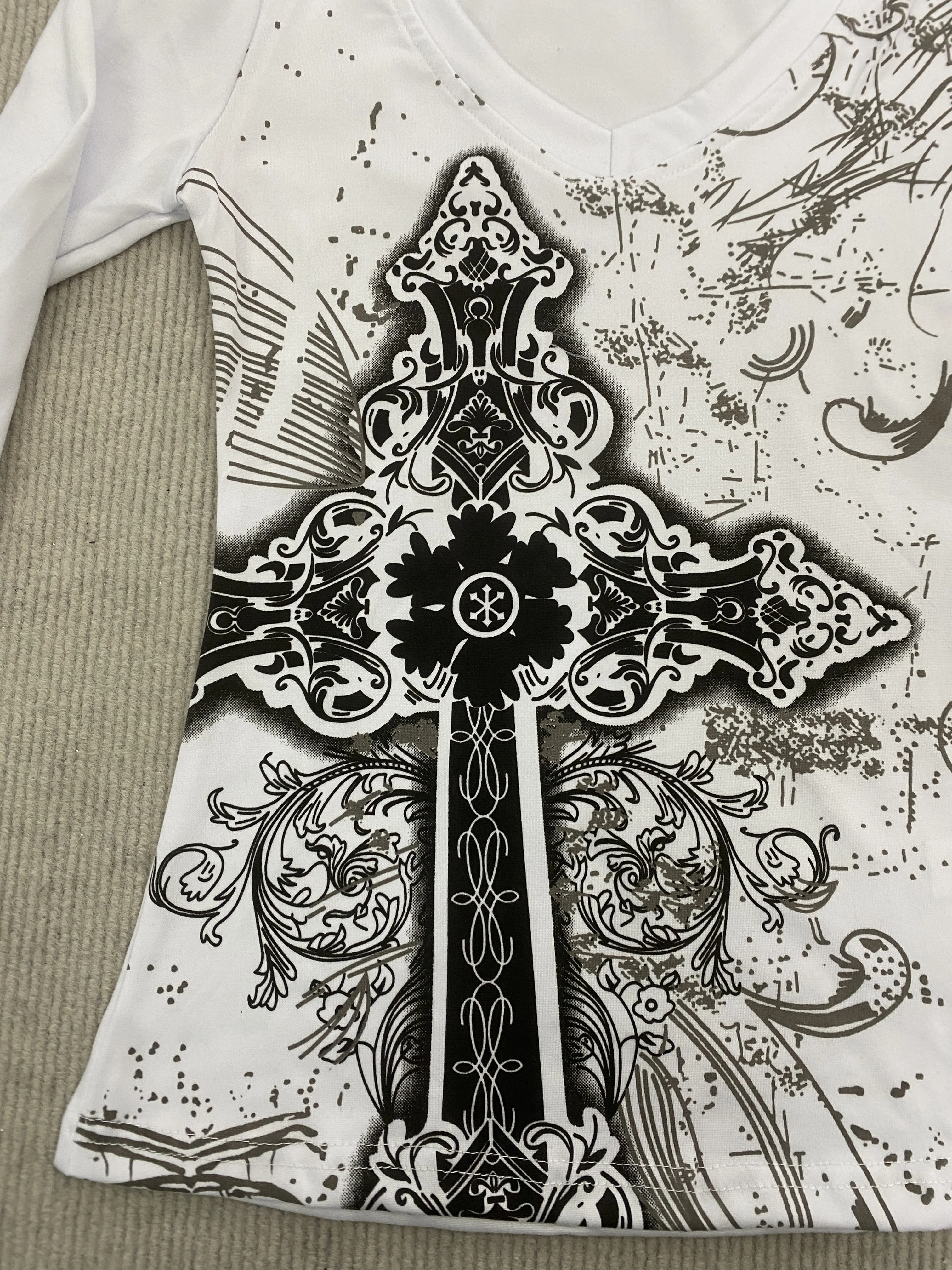 Gothic Retro Y2K Damen-T-Shirt mit Rundhalsausschnitt und langen Ärmeln, dunkler High-Street-Spice-Girl-Stil, tailliert, Herbstmode – Detail 11