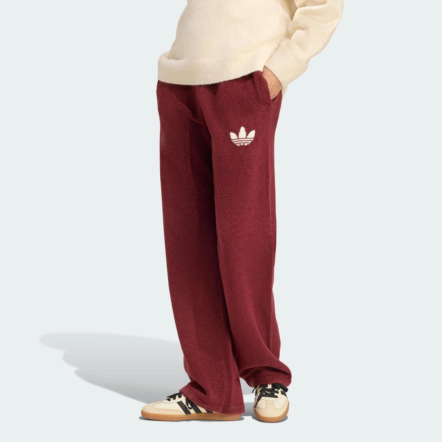 Adidas Authentic Three Leaves Women's Sports Knit Wide Leg Daily Pants KF2533