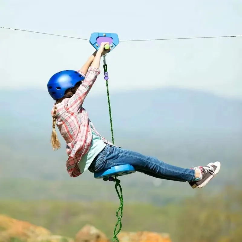 Zipline Game Set Outdoor zipline with durable seats and pulleys for backyard adventure games