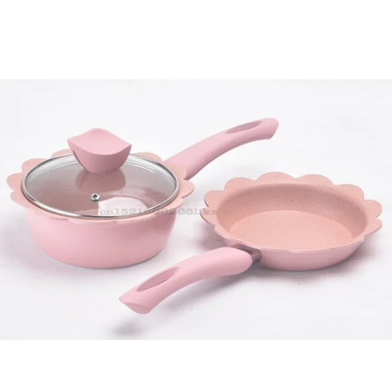 

16CM Small Frying Pan Baby Food Supplement Pot Aluminium Alloy Milk Pot Multi-function Maifan Stone Non-stick Cooking Noodles