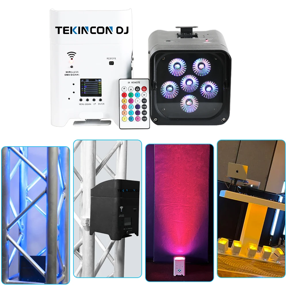 Gold Seller TEKINCON DJ 10pcs Smart DJ S6 Battery Powered Wireless Dmx Led WIFI Remote 6*18w RGBWA+UV 6in1wedding  Party up Ligh