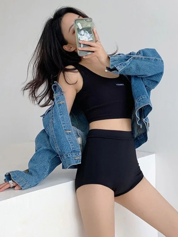 Black Skinny Shorts Women High Waist Hotsweet All-match Kpop Joggers Fashion  Pure Streetwear Dancer Comfort Stretchy