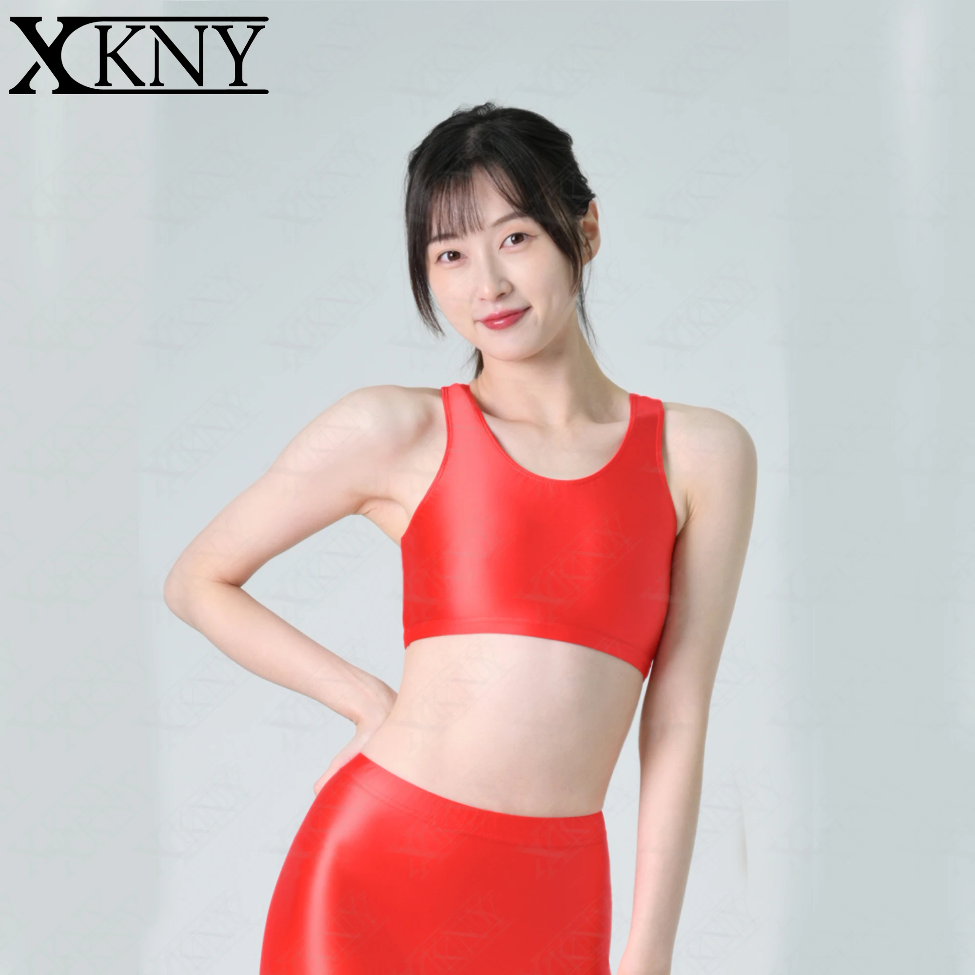 XCKNY sexy Satin glossy top oil shine bottoming shirt sleeveless suspender vest versatile sports Yoga swimming underwear bra