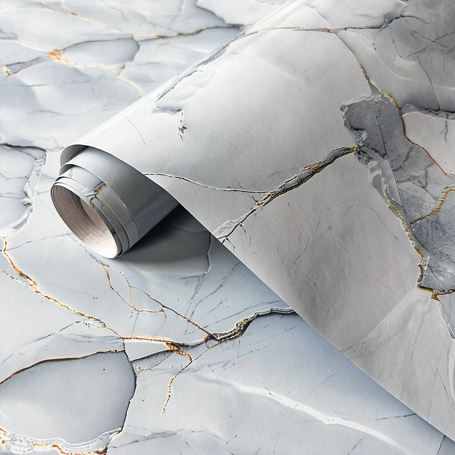 Light Blue Marble Contact Paper - Heavy Duty Removable Vinyl Sticker for Home Decor & DIY Renovation