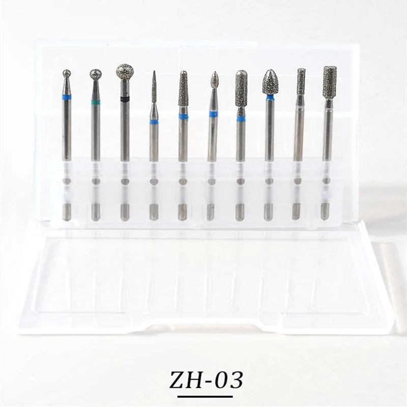 10 Pcs Carbide Diamond Nail Drill Bits Milling Cutters For Manicure Nail Dead Skin Pretreatment Tool