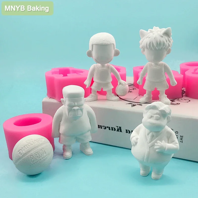 Cartoon Basketball Players 3D Character Silicone Mold Chocolate Fondant Tool Cake Decorating Aromatherapy Plaster Ornaments Art