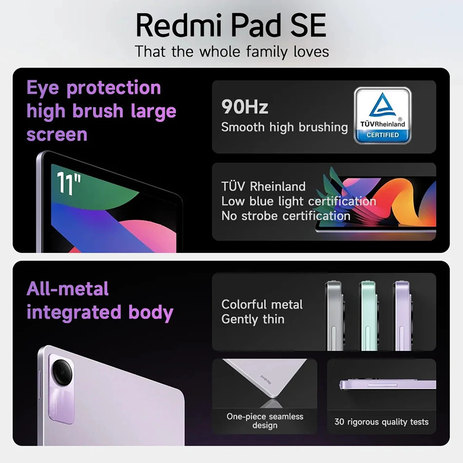 Redmi pad se wifi 11 "octa core 4 lautsprecher dolby atmos 8000mah bluetooth 3. 0 8mp, 6 5,3 gb