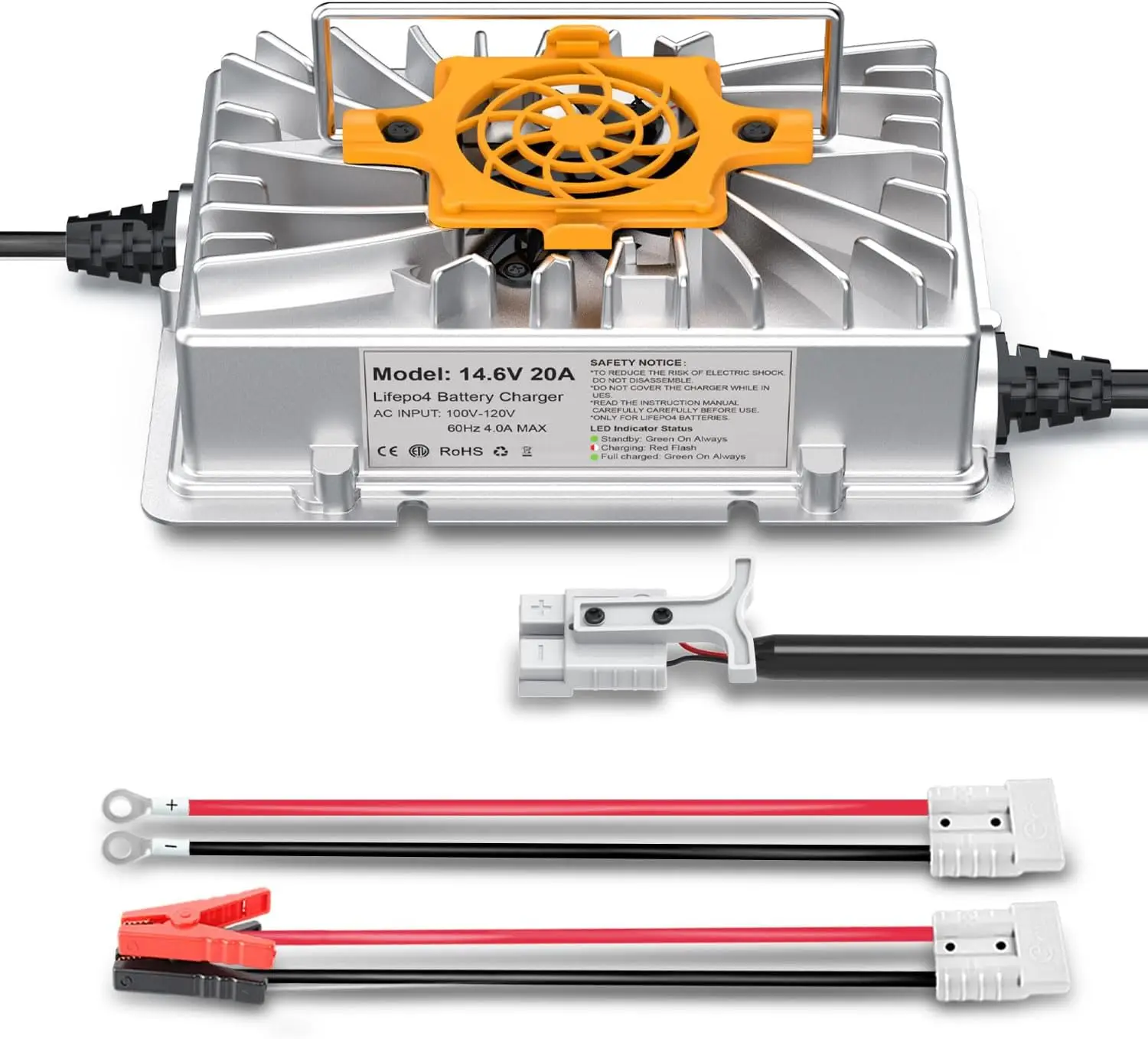 

Зарядное устройство LiFePO4 14,6 В, 20 А с быстрым разъемом, интеллектуальная автоматическая зарядка для аккумуляторов глубокого цикла на колесах и лодках