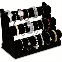 Elegant 3-Tier Velvet Jewelry Display Stand for Bracelets, Necklaces,  Tabletop Organizer for Bedroom, Vanity and Dressing Room