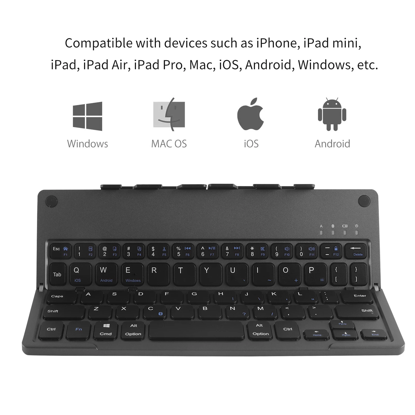 Wireless Bluetooth Keyboard Rechargeable Folding Keyboards Slim Silent Foldable Keyboard for iPad Mac Laptop Phone Tablet IOS