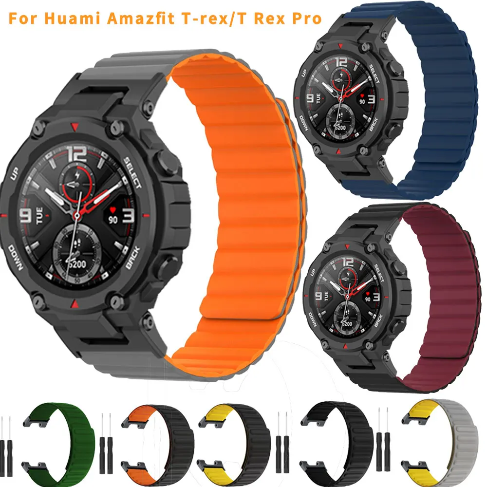

Ремешок для часов Huami Amazfit T-rex/T Rex Pro, мягкий силиконовый Магнитный браслет для Amazfit Trex Pro, сменный Браслет для наручных часов