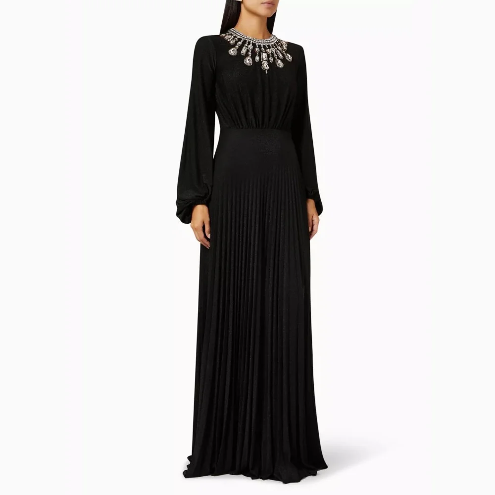 

Serendipity 2024 Formal Luxury Crystal Evening Dress Trumpet Backless Elegant Full Sleeve Cocktail Party Gown For Sexy Women