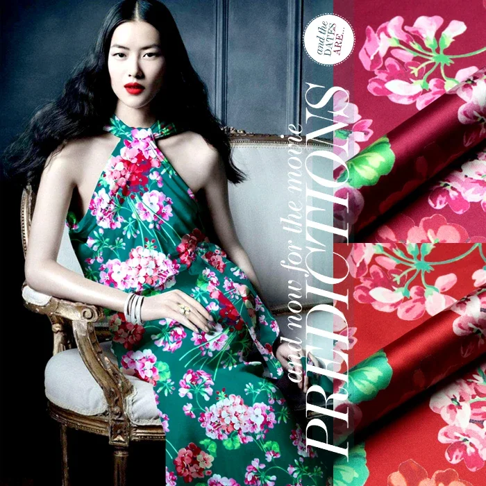 

118cm wide 19mm 93% silk & 7% floral print silk satin fabric for dress shirt clothes cheongsam 3colors available D193