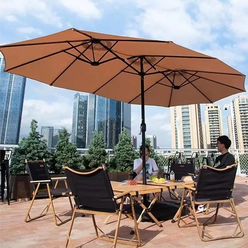Sombrilla para exteriores, sombrilla de tres cabezas, sombrilla de jardín de doble cabeza, parque terraza balcón camping plegable de doble uso