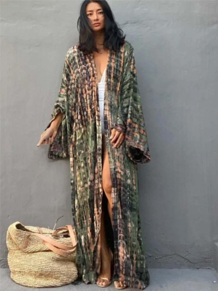 Cardigan Cover-Ups Women Dress Swimsuit Sundress Robes Summer New Print Bohemian Beach Holiday Long Maxi Dress Cove Ups Vestidos