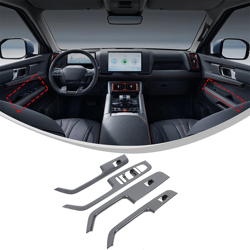 

Car Window Lift Switch Button Panel Trim Window Button Cover Trim Stickers Car Accessories For BYD SHARK DMO 2024 2025 2026 LHD