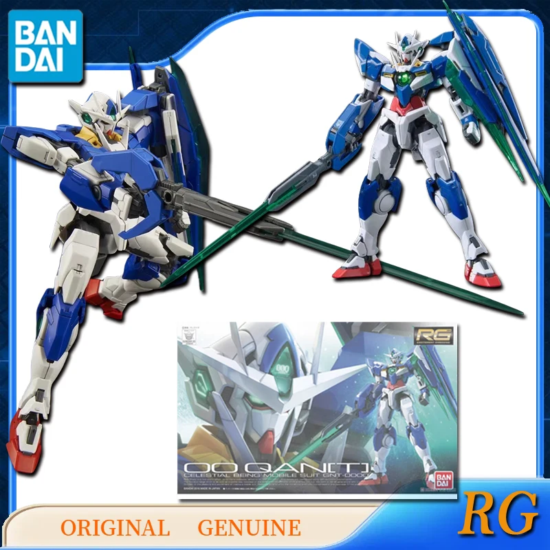 Bandai-figuras de acción de Gundam RG 00QAN, juguetes originales de Anime para niños y niñas, regalo para niños, adornos de modelos coleccionables