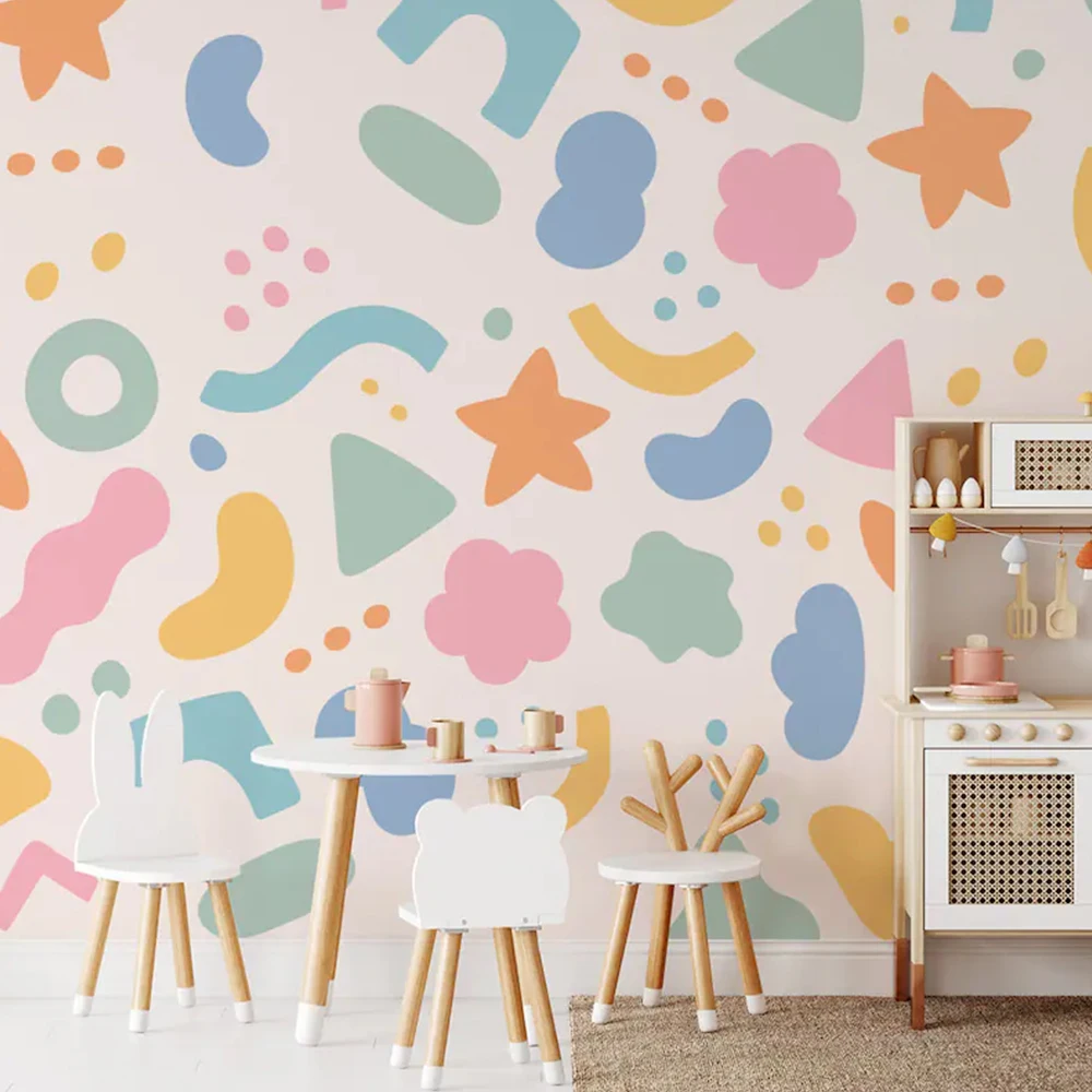 Creative Cartoon Geometric Wall Stickers, Removable Star Wall Stickers, Children’s Wall Stickers for Girls Boys  Bedroom Nursery