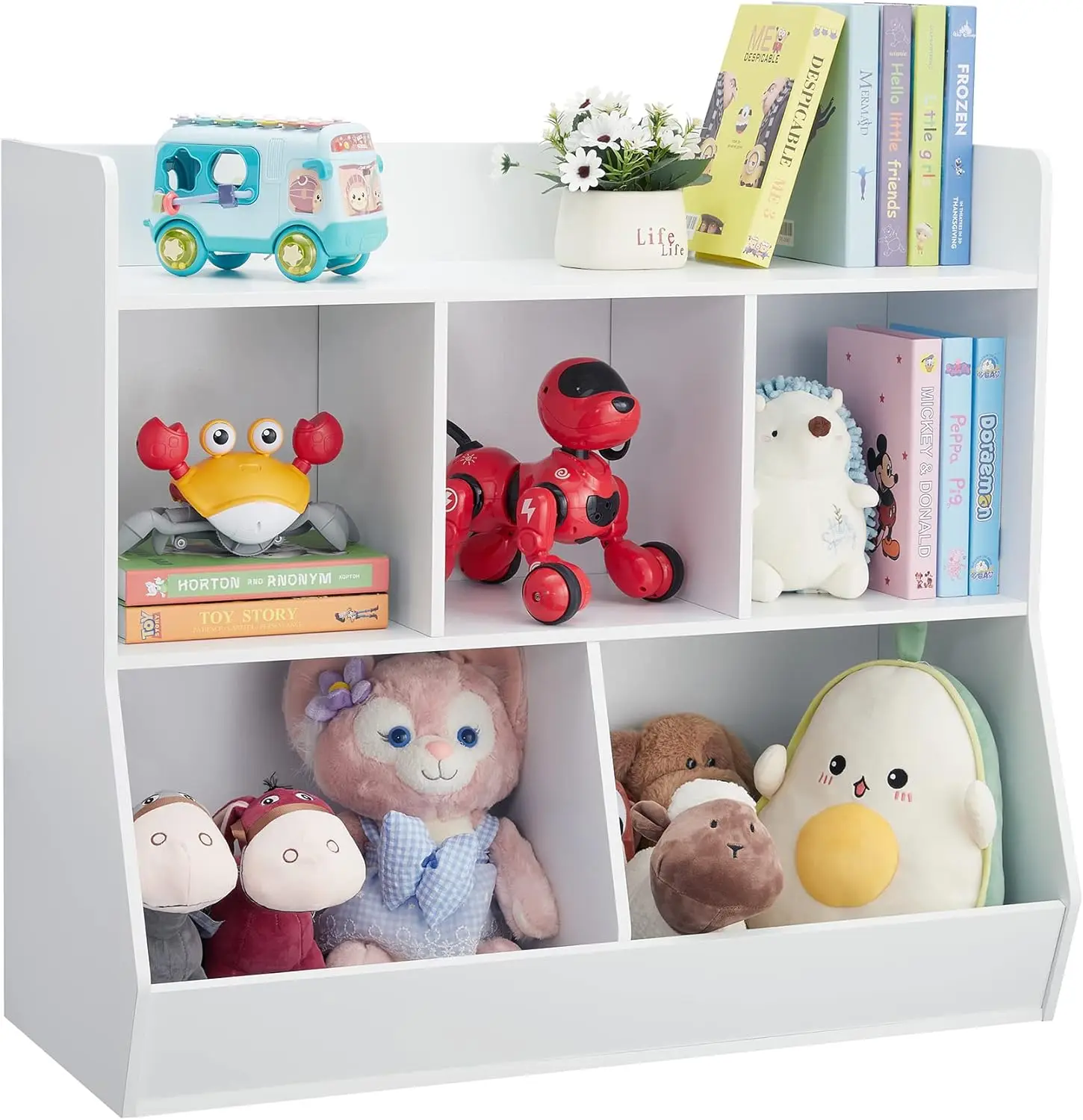 Storage Organizer with Bookshelf, 5-Children's Toy Shelf, Toy Storage Cabinet, Suitable for Children's Room, Playroom, Hallway,