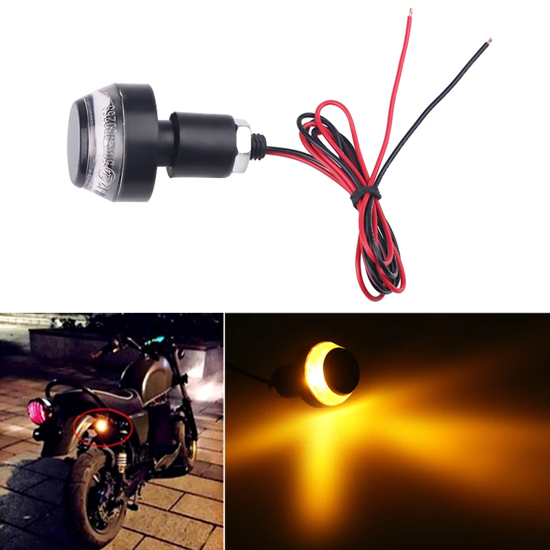 Señal de giro de agarre para motocicleta, 2 piezas, intermitente de extremo de agarre de mano para manillar de 22mm, luz de señal ámbar, accesorios universales