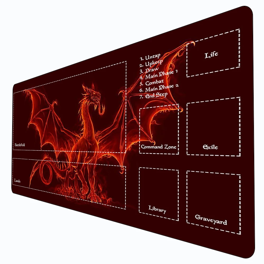 Red Fire Dragon Mouse Pad Card Game Mat Large Computer Offices Mousepad XXL Non-slip for MTG DTCG CCG RPG Trading Card Desk Mats