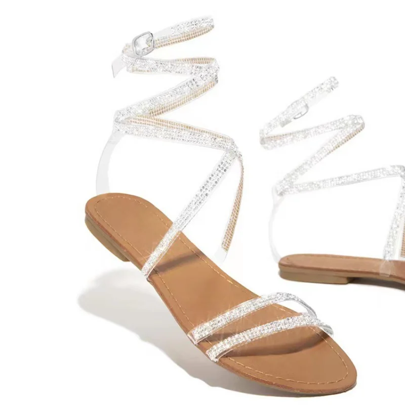 2023 sandali con strass, i nuovi sandali estivi Plus-size Flats