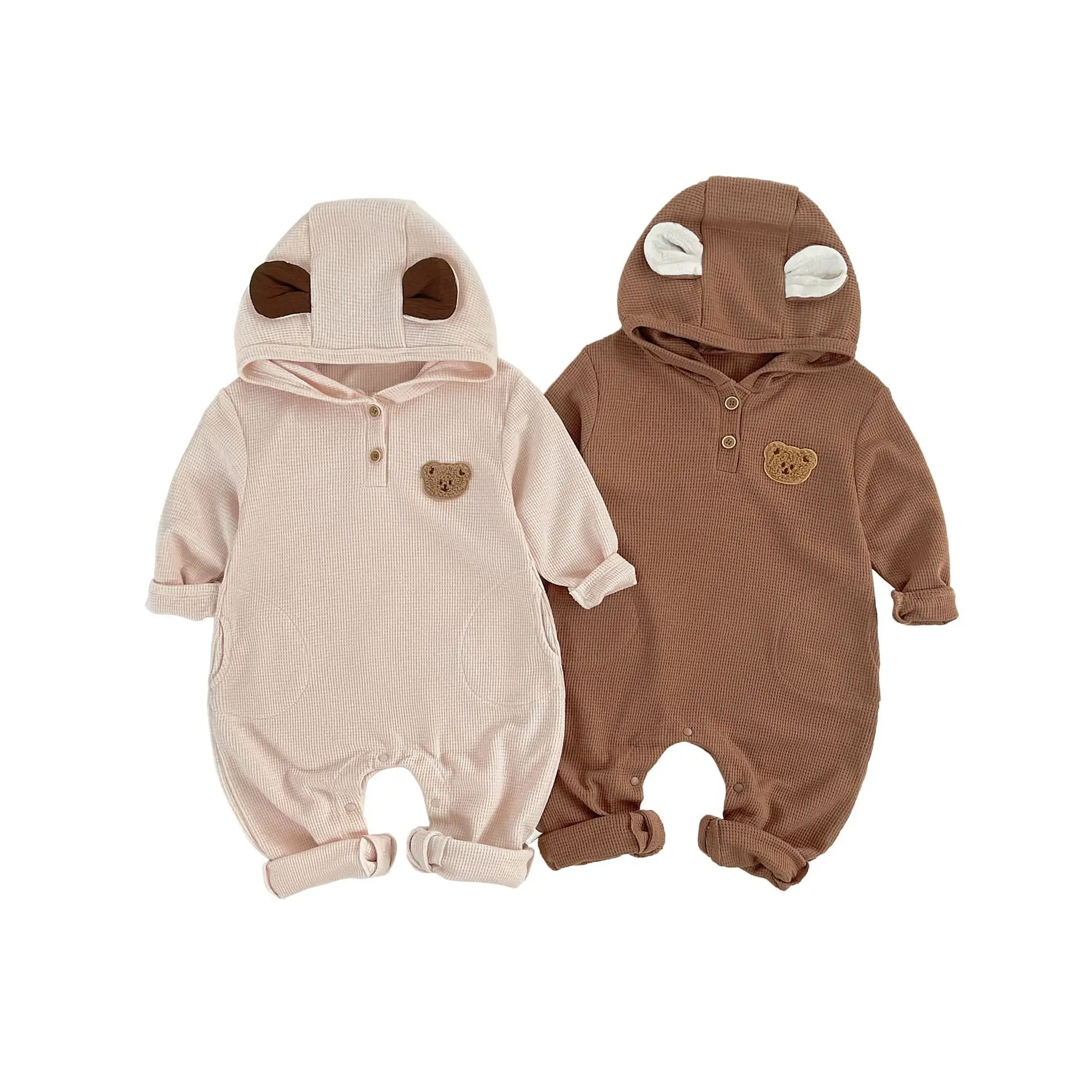 

0-3T Baby Onesies Jumpsuit Spring and Autumn for Boys and Girls Cartoon Round-neck Bag Coat Crawling Suit with Hat Kids
