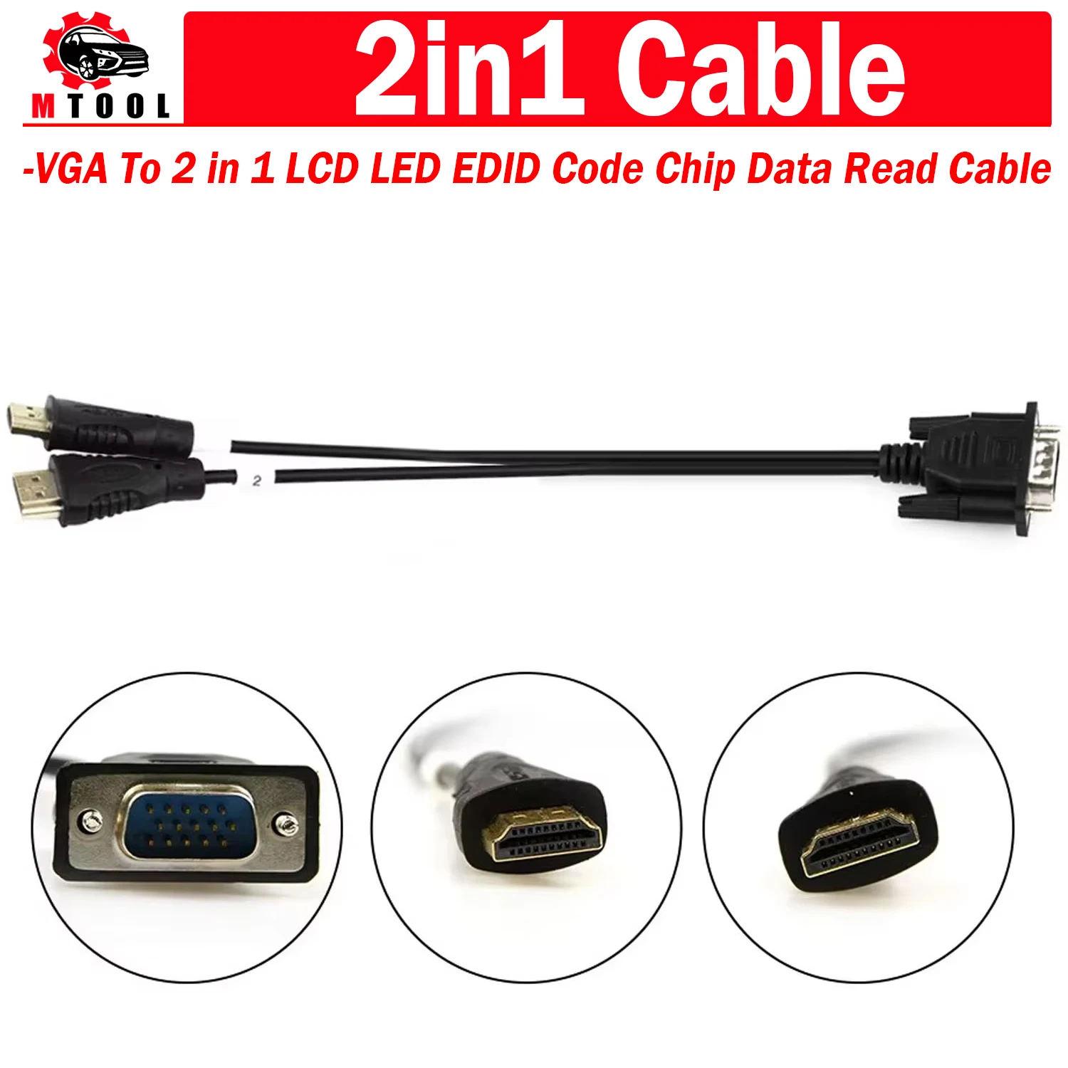 Línea de lectura de datos con chip de código EDID LCD, Cable 2 en 1, línea de lectura y escritura en línea RT809F RT809H TL866II Plus, compatible con VGA a HDMI