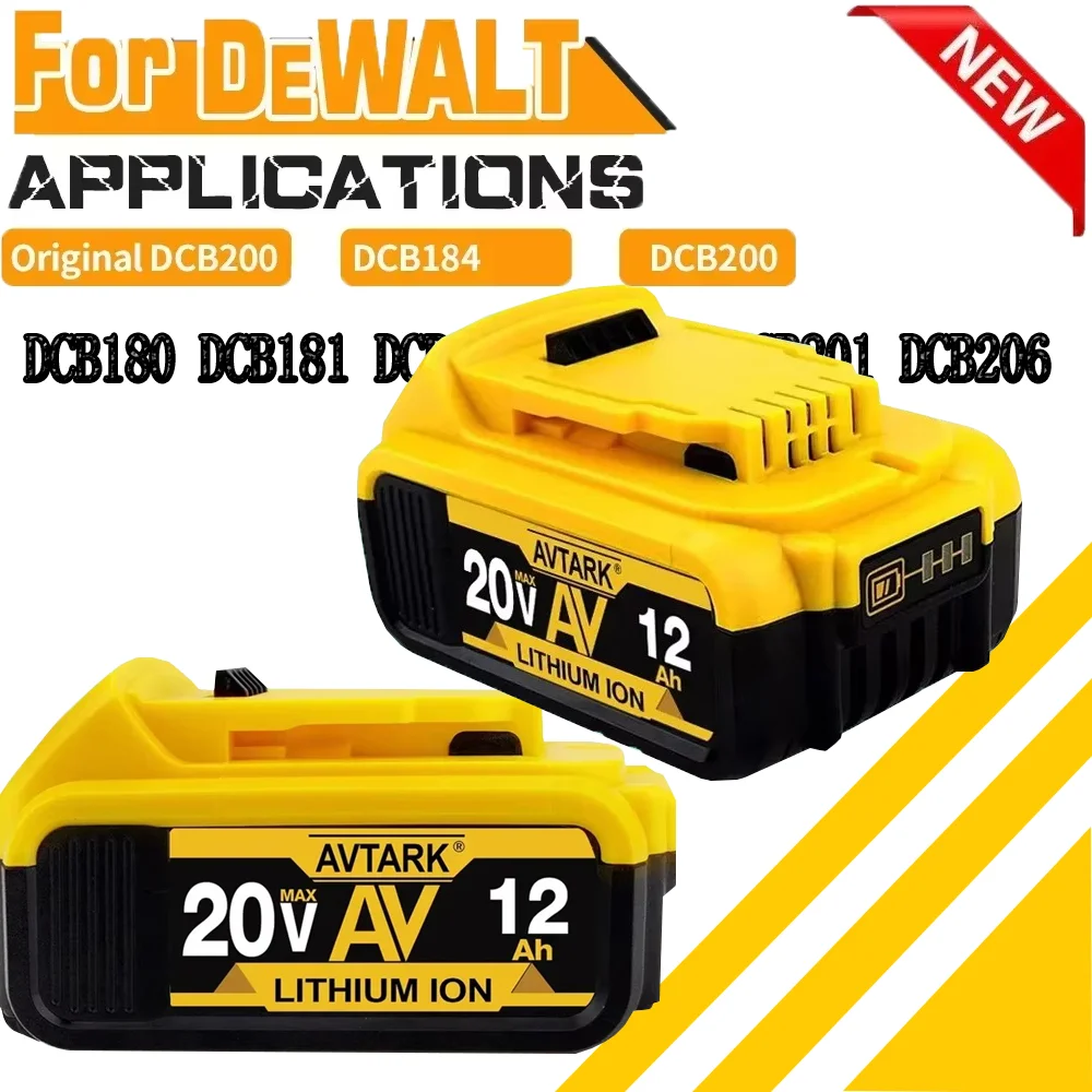 

2024 Upgrade DCB200 20V 6000mAh Battery , charger For Dewalt 18V DCB184 DCB200 DCB182 DCB180 DCB181 DCB182 DCB201 Tools Battery