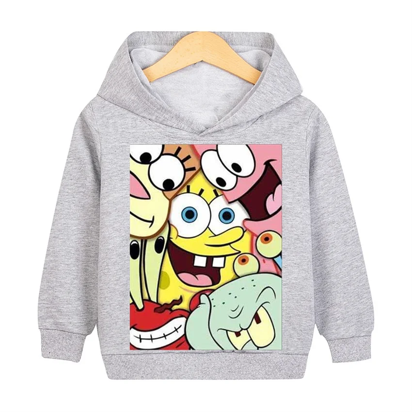 Disney SpongeBob Patrick Star Fashion Casual Hoodies Clothes Children Autumn Sweatshirt Pullover Lively Boys Girls Anime Top