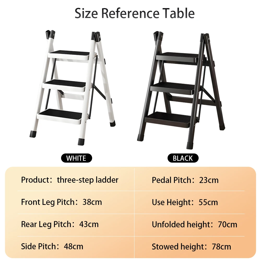 للطي تلسكوبي 3 خطوات سلم المنزلية سلم البراز متعددة الوظائف متعرجة سلم معالج تقلص سلم