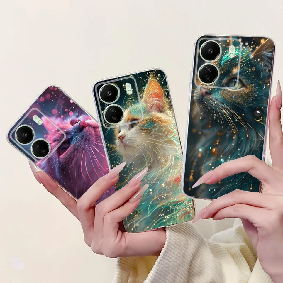 Cool Style Tiger Dragon Pattern Phone Case For Xiaomi Redmi 13c 4G 13c 5G Redmi13 Clear Soft Silicone TPU Back Cover Transparent